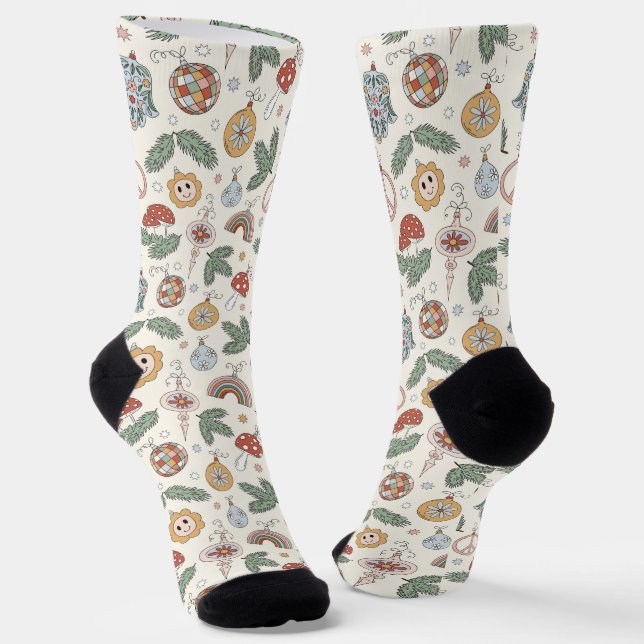 Weihnachtsschmuck und Friedenszeichen Socken (Gewinkelt)
