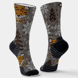 Weihnachtsschmuck und Retromuster Socken