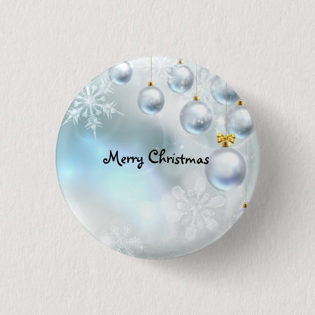 Weihnachtsschmuck und Schneeflocken Button (Vorderseite)