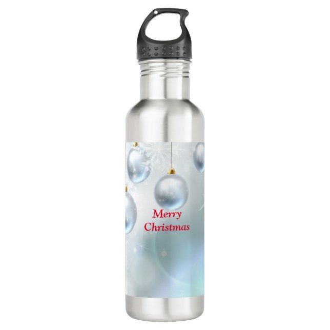 Weihnachtsschmuck und Schneeflocken Edelstahlflasche (Vorderseite)