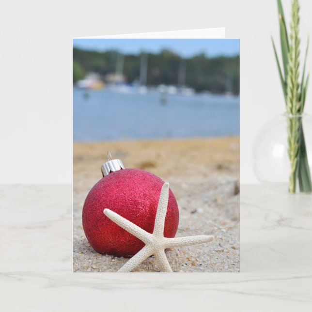 Weihnachtsschmuck und Starfish Sand Karte (Vorderseite)