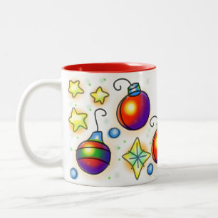 Weihnachtsschmuck und Sterne drucken Zweifarbige Tasse
