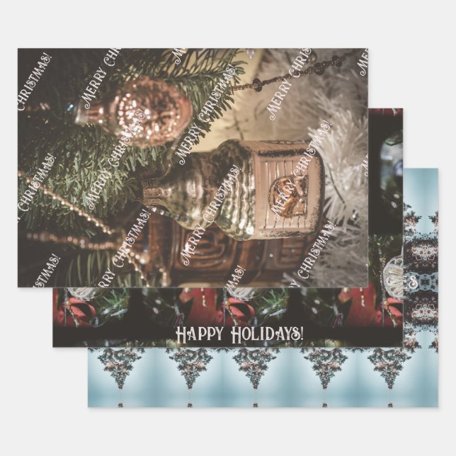Weihnachtsschmuck und Weihnachtsbaum Geschenkpapier Set (Set)