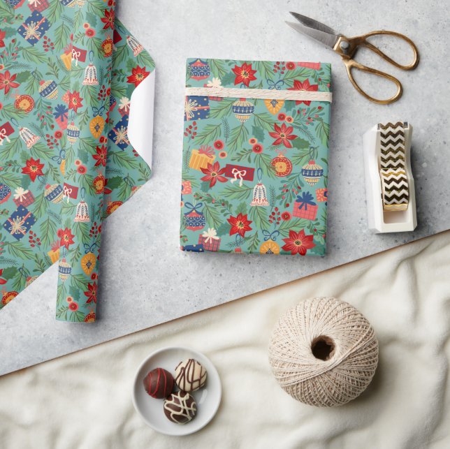 Weihnachtsschmuck und Weihnachtsfeiertage Geschenkpapier (Kunsthandwerk)