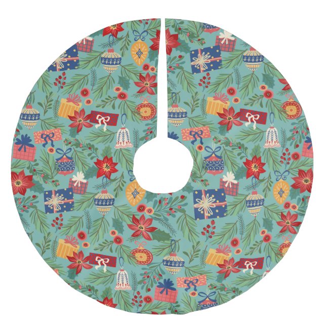 Weihnachtsschmuck und Weihnachtsfeiertage Polyester Weihnachtsbaumdecke (Vorderseite)
