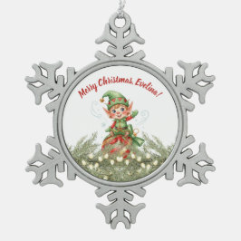 Weihnachtsschmuck vom Elf Schneeflocken Zinn-Ornament