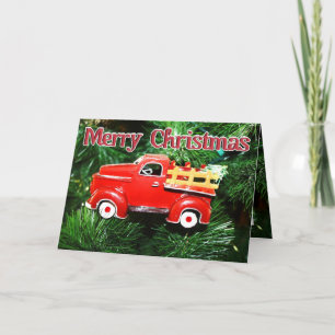 Weihnachtsschmuck vom Red Truck 4 Feiertagskarte