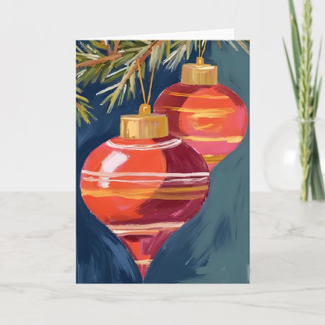 Weihnachtsschmuck Wasserfarbe Karte (Vorderseite)