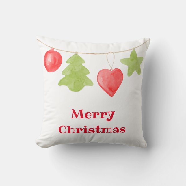 Weihnachtsschmuck Wasserfarbe Kissen (Vorderseite)