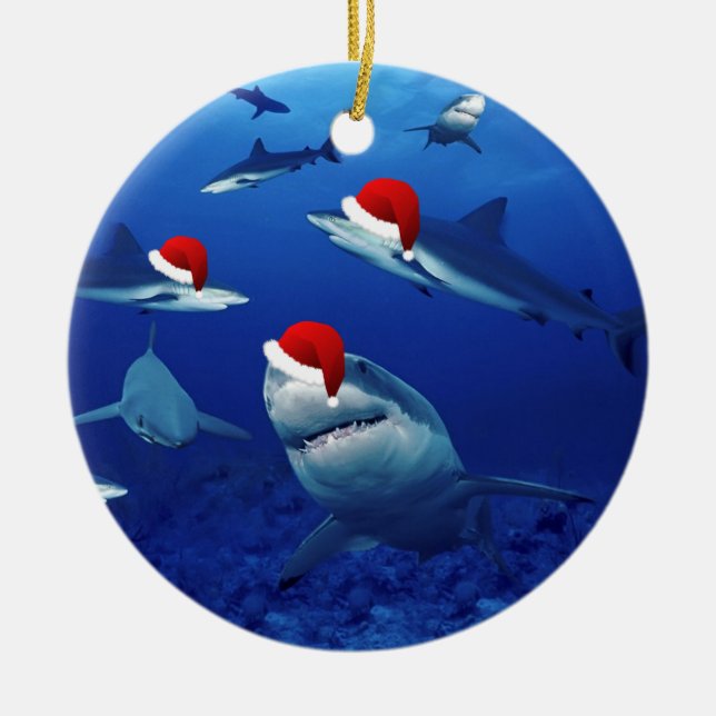 Weihnachtsschmuck-Weihnachtshaie Keramik Ornament (Vorne)