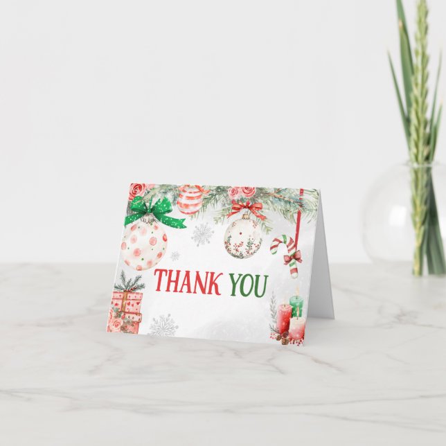 Weihnachtsschmuck Winter Baby Dusche Dankeskarte (Vorderseite)