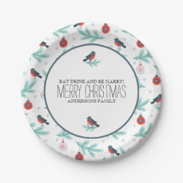 Weihnachtsschmuck Winter Foliage & Birds Muster Pappteller