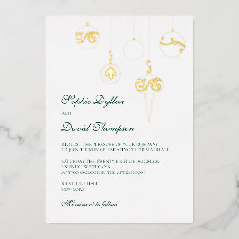 Weihnachtsschmuck Winter Green Wedding Gold Folieneinladung