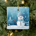 Weihnachtsschmuck-Winter Snowman Szene Keramikornament<br><div class="desc">Weihnachts-Ornament wird in quadratischer Form mit einer Winterschneeszene gezeigt. Passen Sie dieses Objekt an oder kaufen Sie,  wie es ist.</div>