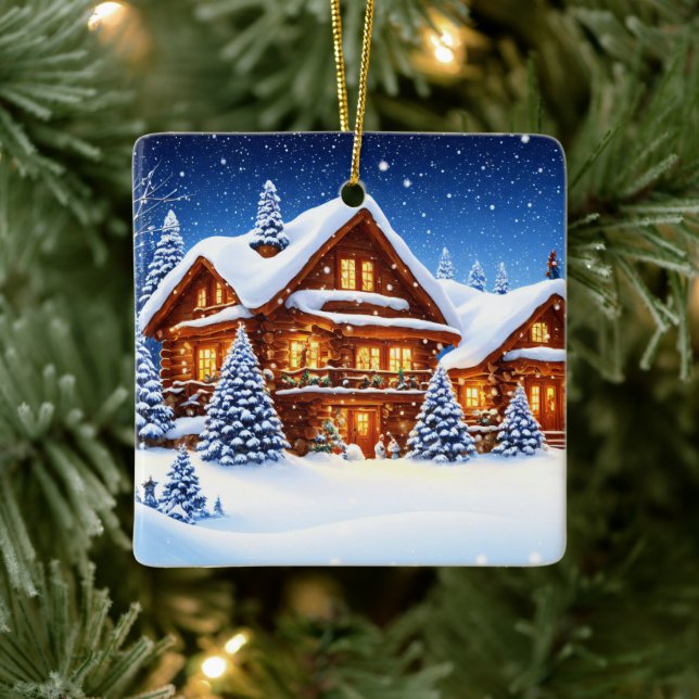 Weihnachtsschmuck-Winter-Szene Keramik Ornament (Baum)