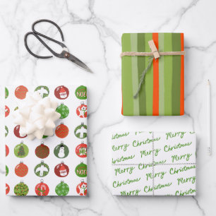 Weihnachtsschmuck Xmas Streifen Vielfalt Geschenkpapier Set