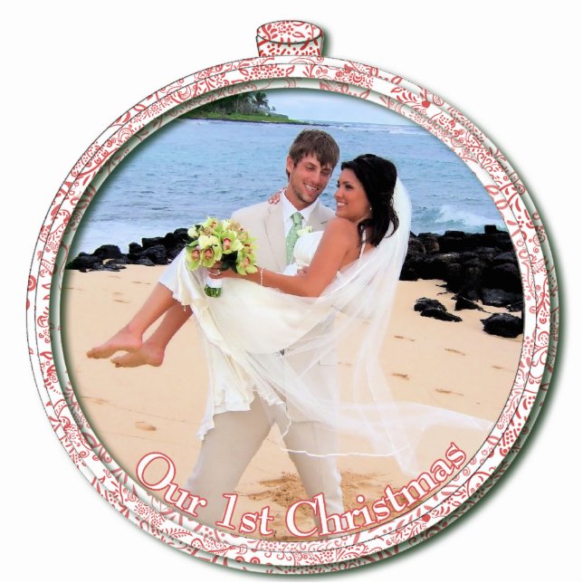 Weihnachtsschmuck zum ersten Mal Weihnachten Fotoskulptur Ornament (Vorne)