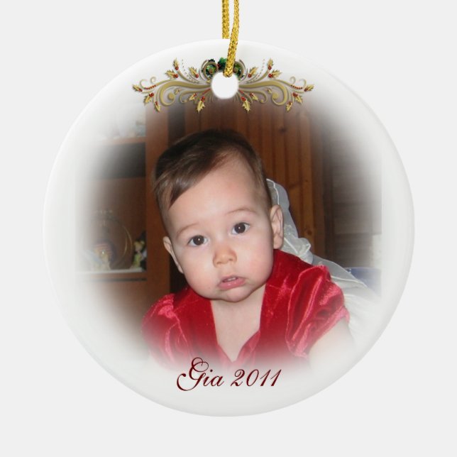 Weihnachtsschmuckportrait für Fotografie Keramik Ornament (Vorne)