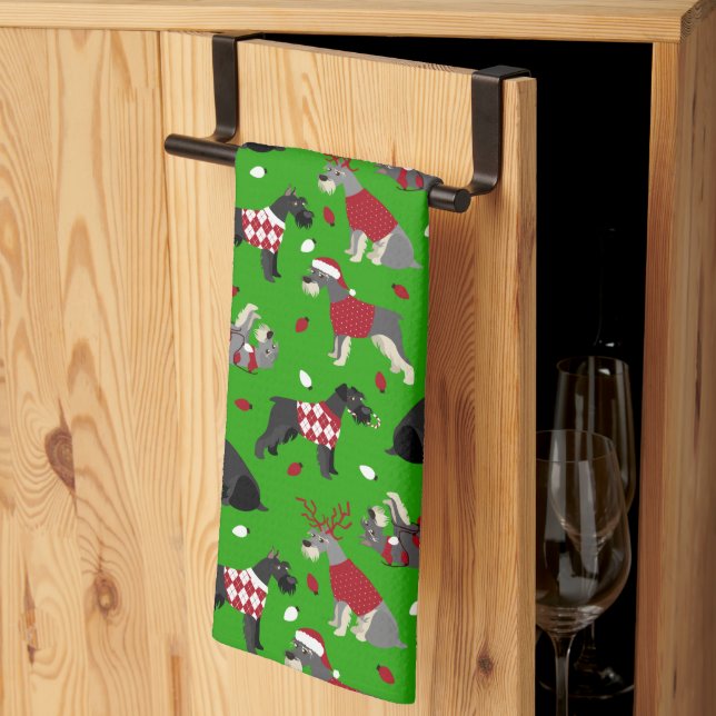 Weihnachtsschnauzer Küchentuch (Drittel gefaltet)