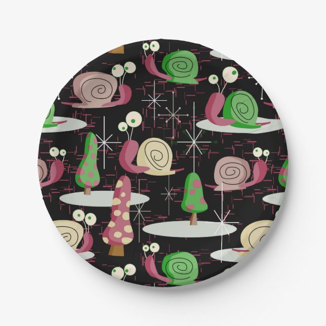 WeihnachtsSchnecken - MidCentury Retro — Pappteller (Vorderseite)