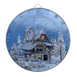 Weihnachtsschnee auf dem Lebkuchenhaus Dartscheibe