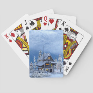 Weihnachtsschnee auf dem Lebkuchenhaus Spielkarten