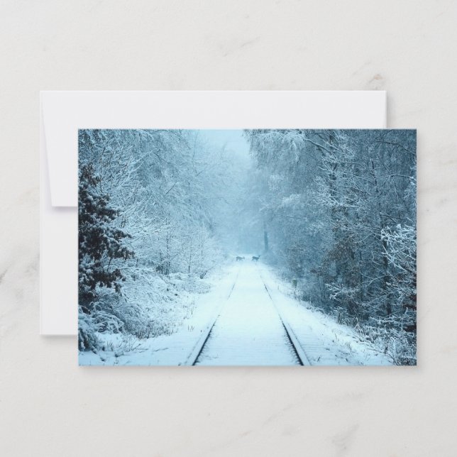 Weihnachtsschnee auf Eisenbahnwegen Dankeskarte (Vorderseite)
