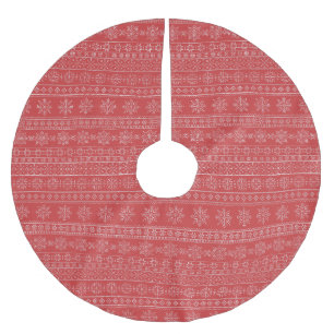 Weihnachtsschnee aus nordischem, rotem Weihnachtss Polyester Weihnachtsbaumdecke