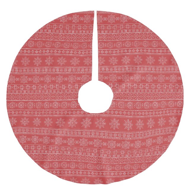 Weihnachtsschnee aus nordischem, rotem Weihnachtss Polyester Weihnachtsbaumdecke (Vorderseite)