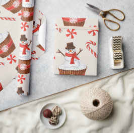 Weihnachtsschnee Cupcake Geschenkpapier
