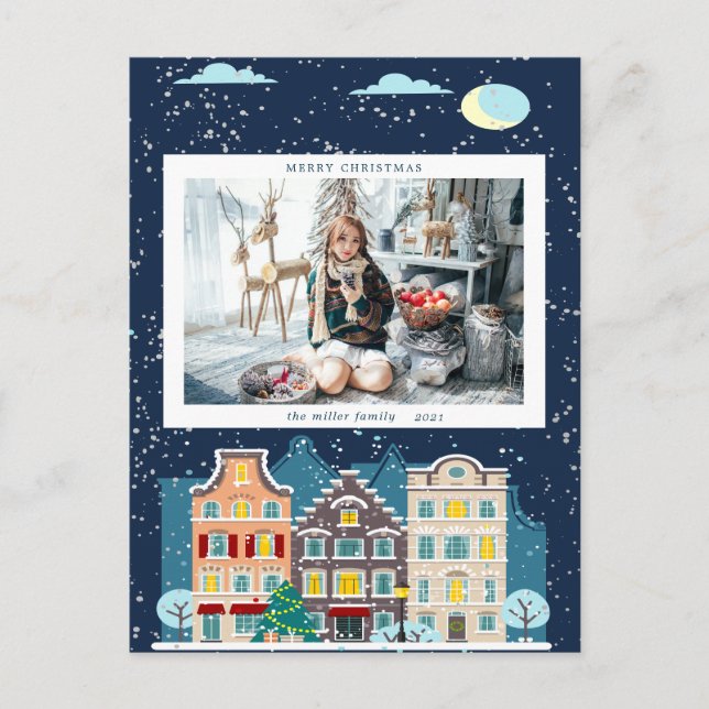 Weihnachtsschnee frohe Weihnachten Foto Postkarte (Vorderseite)