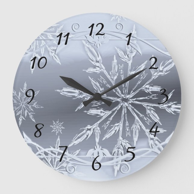 Weihnachtsschnee Große Wanduhr (Vorderseite)