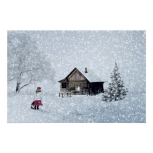 Weihnachtsschnee in der Hütte Poster