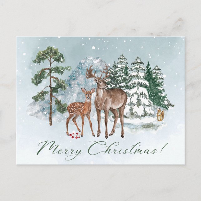 Weihnachtsschnee in der Wald Natur Postkarte (Vorderseite)