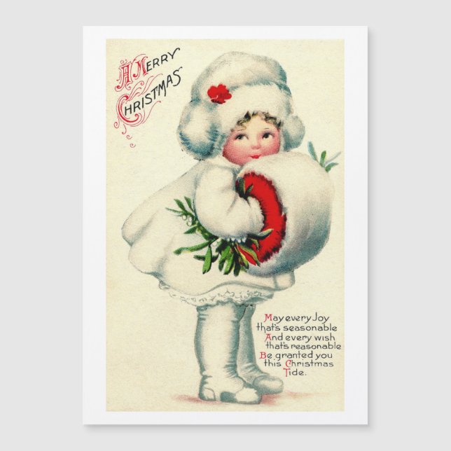 Weihnachtsschnee Kindertageskarte Magnetkarte (Vorderseite)
