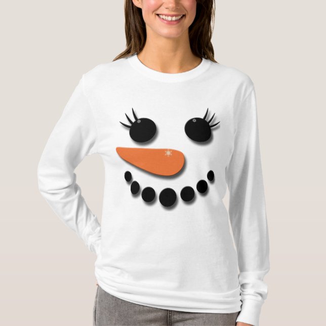 Weihnachtsschnee Lady Face Ladys Long Sleeve Shirt (Vorderseite)