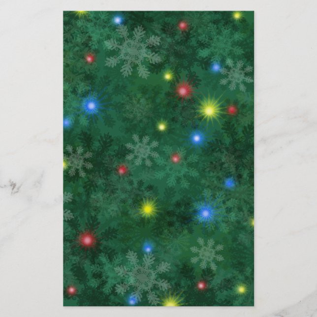 Weihnachtsschnee-Lichter Briefpapier (Vorderseite)