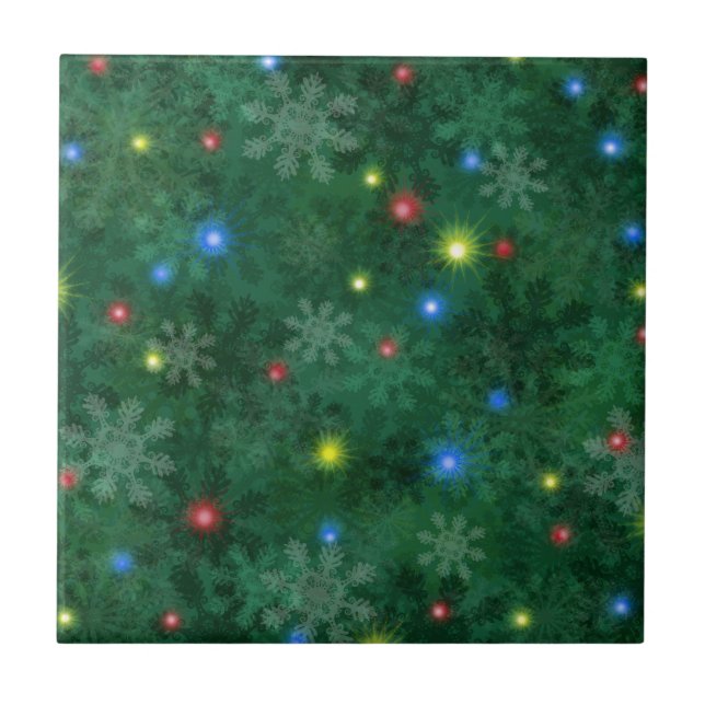 Weihnachtsschnee-Lichter Fliese (Vorderseite)