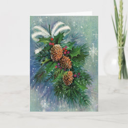 Weihnachtsschnee & Pinienbecken Mitte des Jahrhund Karte