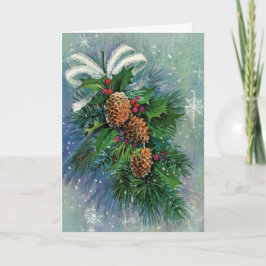 Weihnachtsschnee & Pinienbecken Mitte des Jahrhund Karte