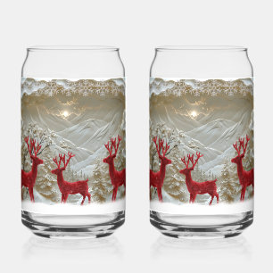 Weihnachtsschnee Rote Velvet Reindeer Snowy Mounta Dosenglas