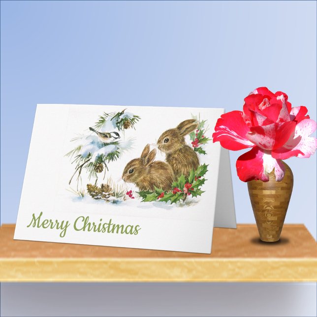 Weihnachtsschnee Vintage Bollen und Vögel Karte (Von Creator hochgeladen)