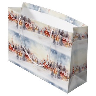 Weihnachtsschnee Winter Wunderland Village Landsch Große Geschenktüte