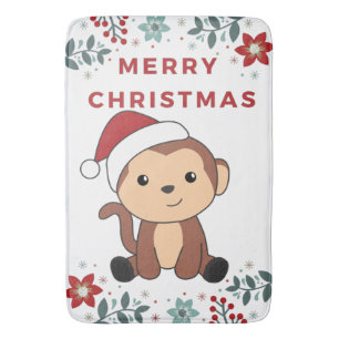 Weihnachtsschnee Wintertiere Affen Bad Badematte
