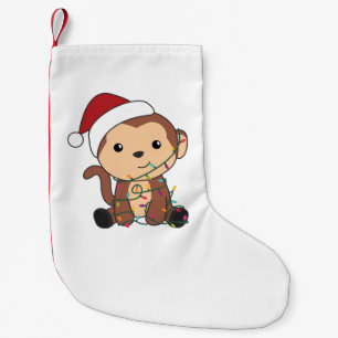 Weihnachtsschnee Wintertiere Affen Erwachsene Kleiner Weihnachtsstrumpf