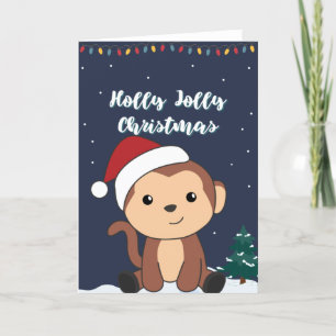 Weihnachtsschnee Wintertiere Affen Holid Feiertagskarte