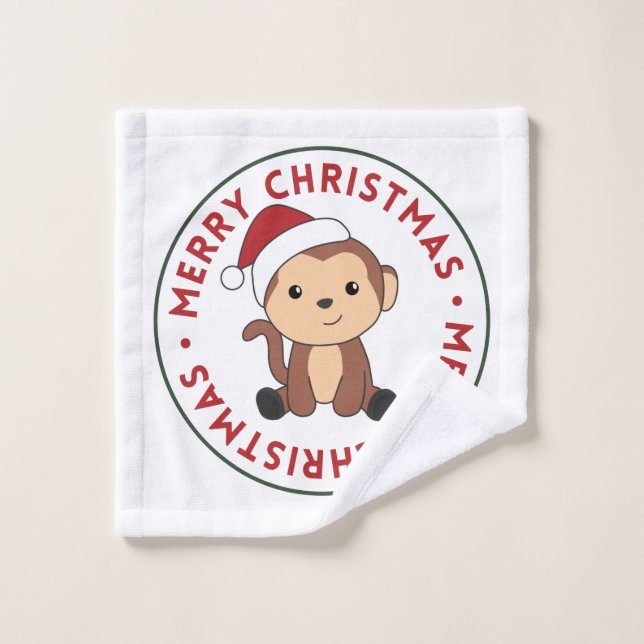 Weihnachtsschnee Wintertiere Affen waschen Waschlappen (Waschlappen)