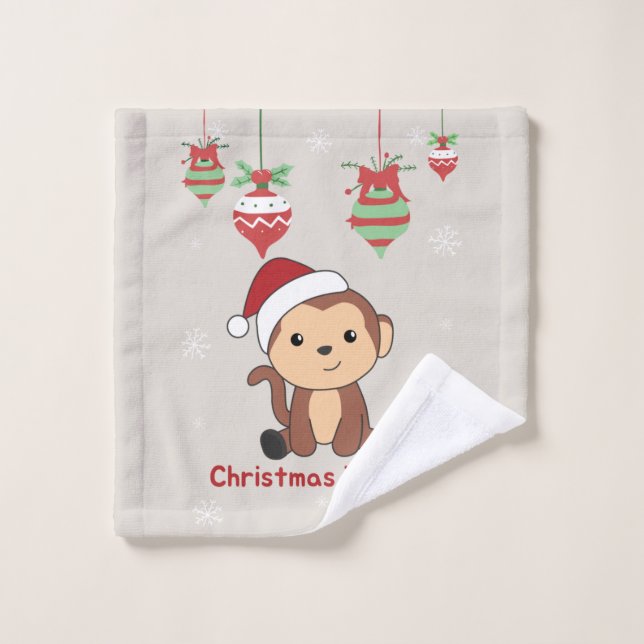 Weihnachtsschnee Wintertiere Affen waschen  Waschlappen (Waschlappen)