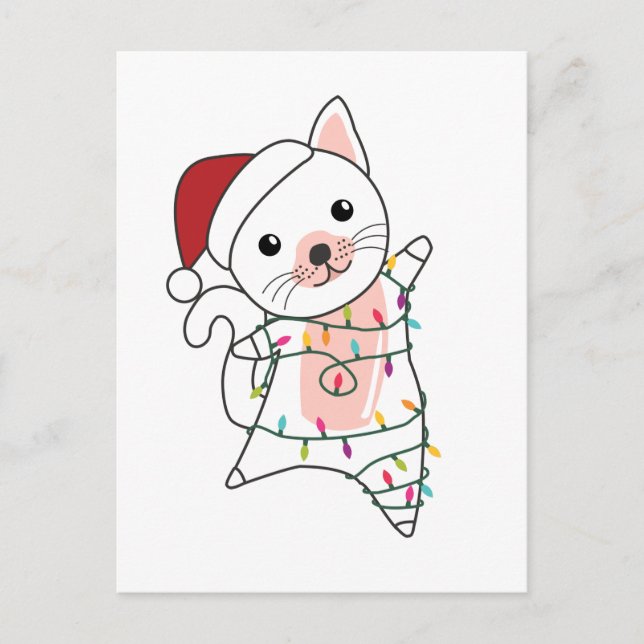 Weihnachtsschnee Wintertiere Katzen Feiertagspostkarte (Vorderseite)
