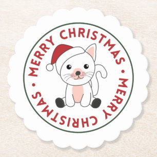 Weihnachtsschnee Wintertiere Katzen Papierküste Untersetzer